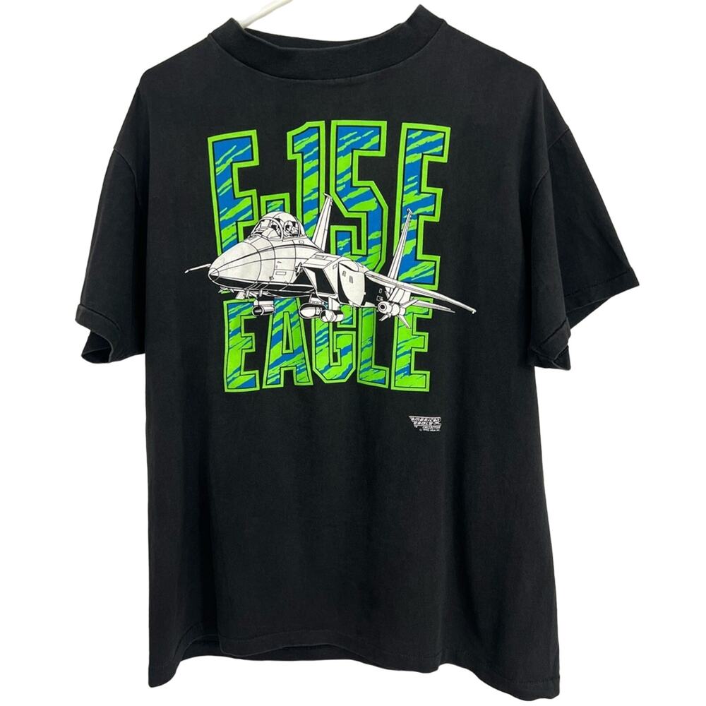 Vintage 1990 McDonnell F-15E Strike Eagle Single Stitch Shirt Made in USA Large